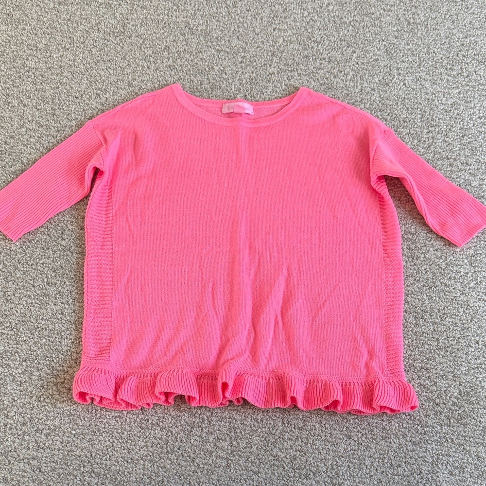 Lilly Pulitzer Bright Pink Knit Ruffle Top